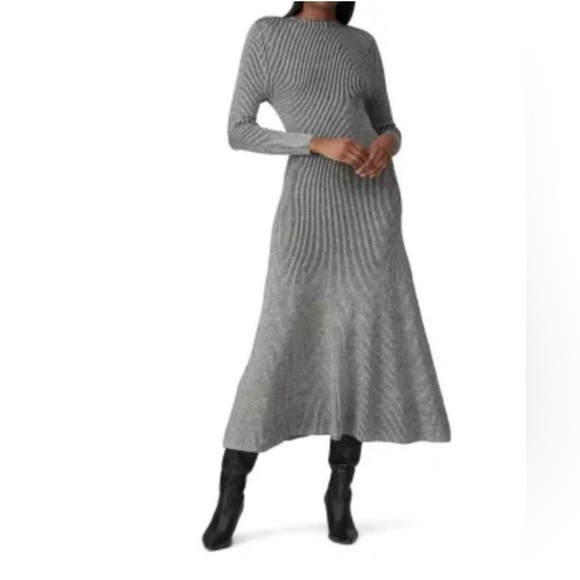 Mara Hoffman Jasmine Gray Ribbed Mock Neck Long Sleeve Dress size XL - Picture 1 of 11